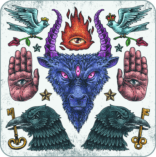 tatoo creative design vector set 02 Retro tatoo creative design vector set 02
