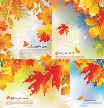 Shiny maple leaf background vector set Shiny maple leaf background vector set