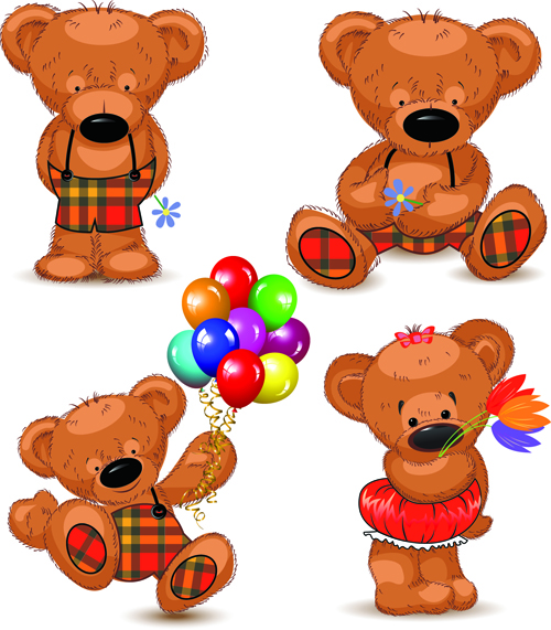 Super cute teddy bear design vector graphics 02
