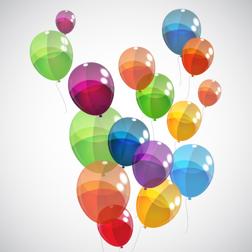 Transparent colored balloons vector background 04