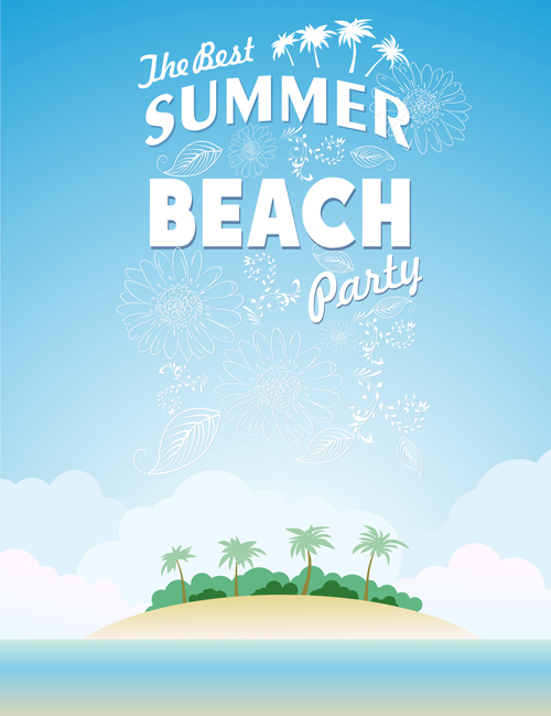 Travel summer beach background set vector 04