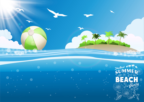 Travel summer beach background set vector 06