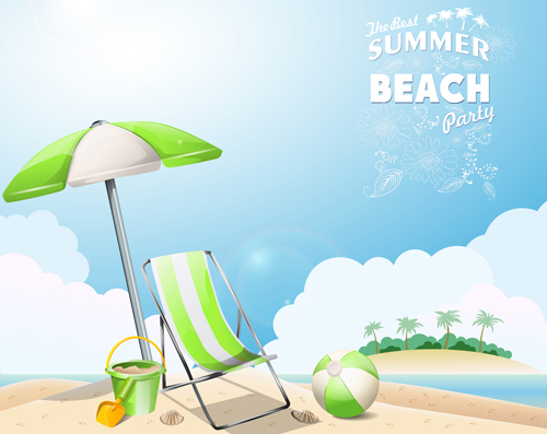 Travel summer beach background set vector 07
