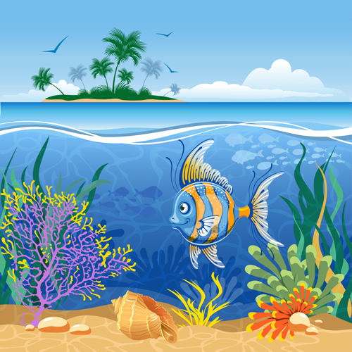 Beautiful Underwater World vector 03