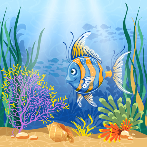 Beautiful Underwater World vector 04