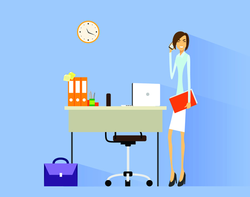 Vector business woman design material set 05