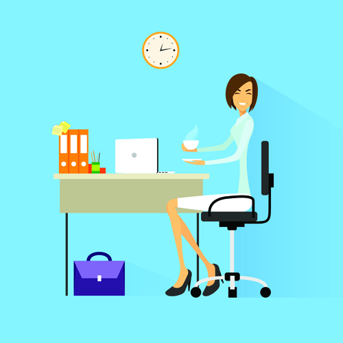 Vector business woman design material set 06