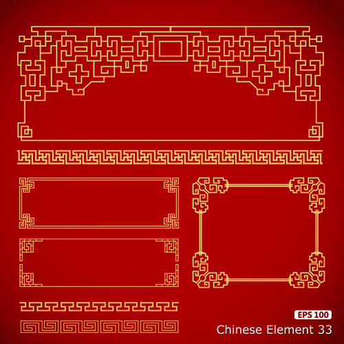 Vector frame with borders chinese styles vector