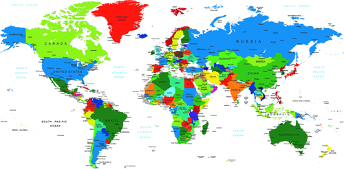 Vector world map design graphics set 02