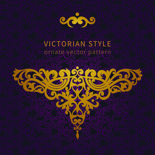 Victorian ornate floral pattern background vector 03