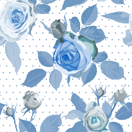 Vintage blue roses pattern seamless vector Vintage blue roses pattern seamless vector