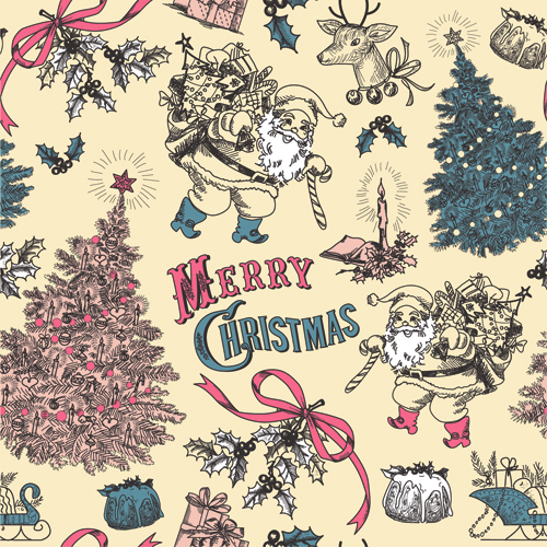 Vintage xmas elements vector 02