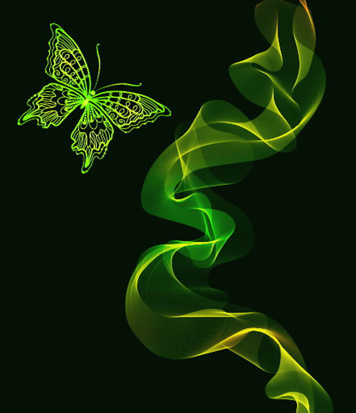 Black Background with Bright butterfly vector graphic 03