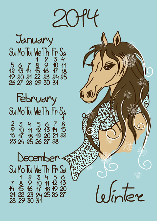 year horse calendar 2014 
