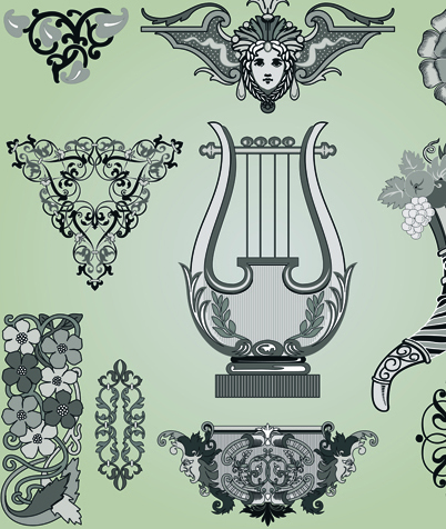 Vintage Calligraphic border frame and ornament vector set 01