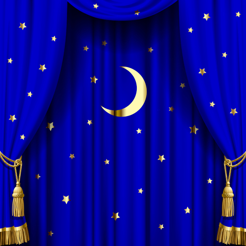 luxurious curtains colored vector 02