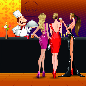 Stylish women vector illustration set 02