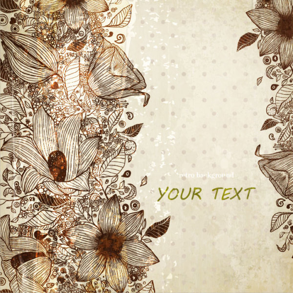 Vintage Flower of background vector 02