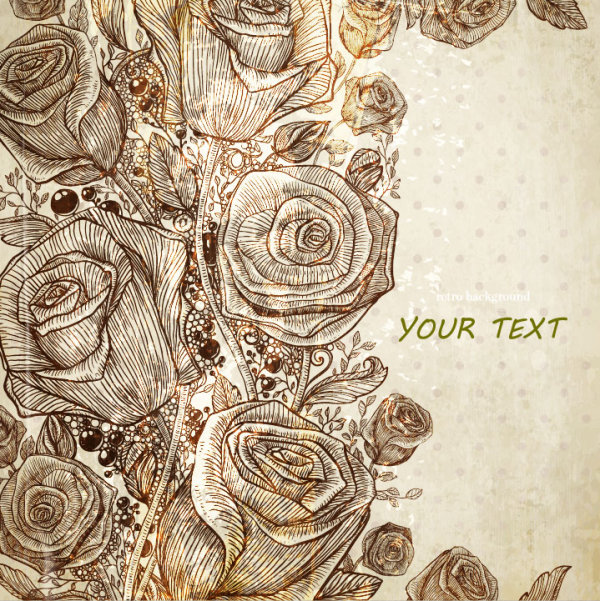 Vintage Flower of background vector 03