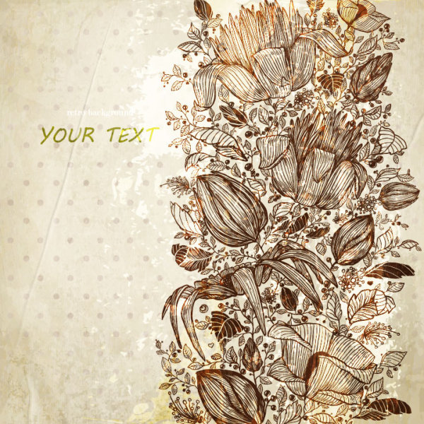 Vintage Flower of background vector 04
