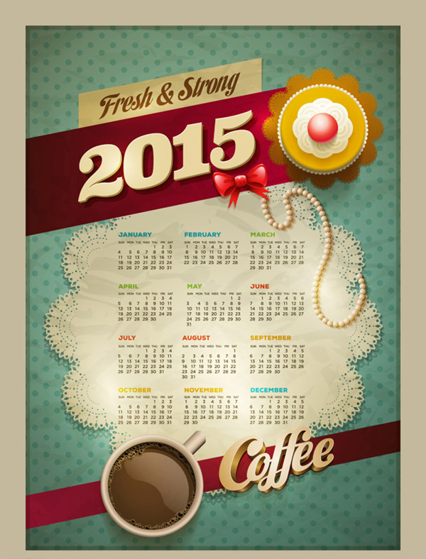vintage coffee calendar 2015 