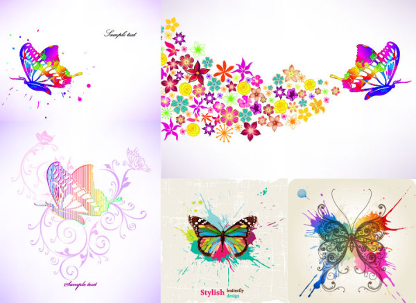 Abstract colored butterfly style vector graphic