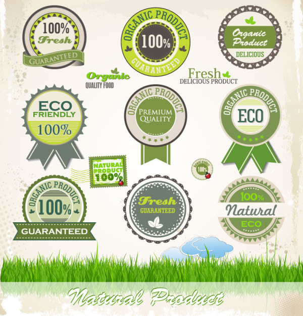 Green labels design vector 03