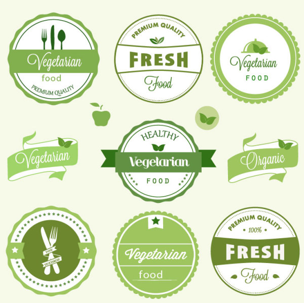 Green labels design vector 06