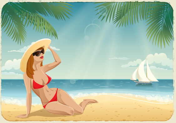 r holiday beach vector background 01 Best summer holiday beach vector background 01