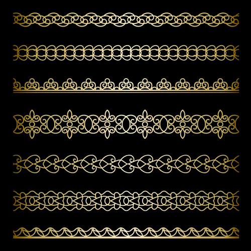 Luxury golden lace borders vector set 01