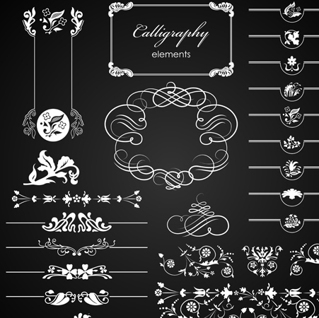 Set of ornate Calligraphy border pattern vector 02