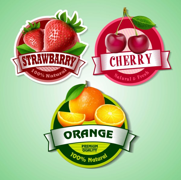 strawberry orange labels cherry 