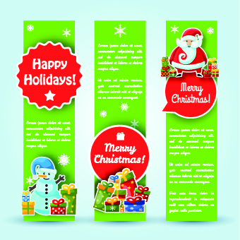 Christmas elements with santa vector banner 01