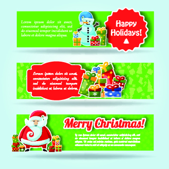 Christmas elements with santa vector banner 02