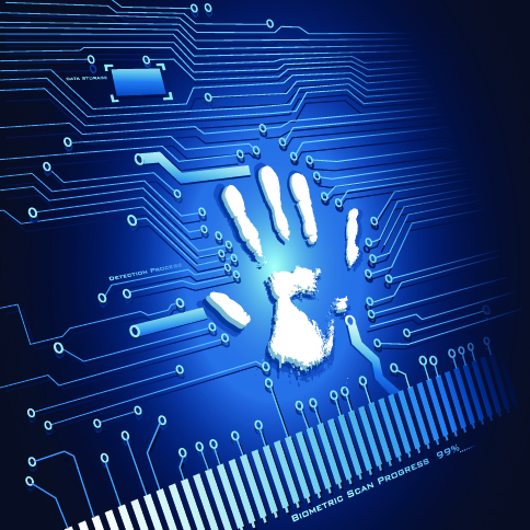 tech handprint circuit background vector background 