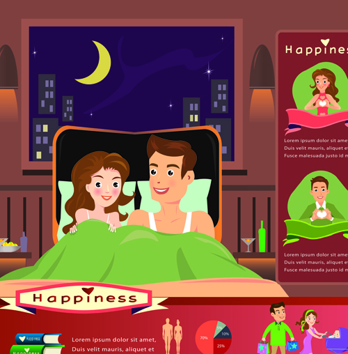 Couples and business infographics vector 01