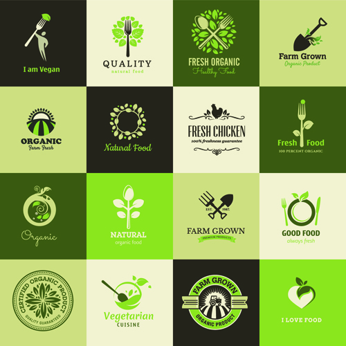 Creative food elements logos vector material 02