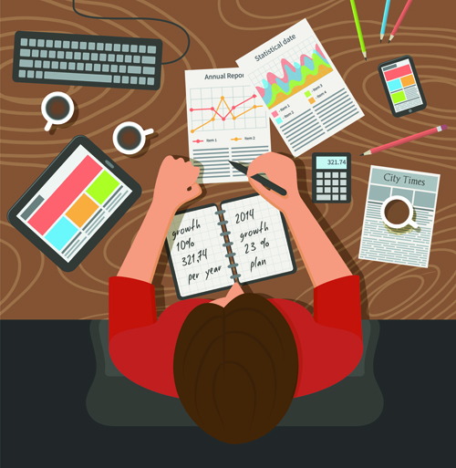 Creative office working design vector set 01