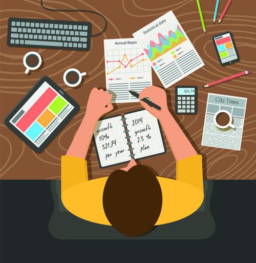 Creative office working design vector set 02