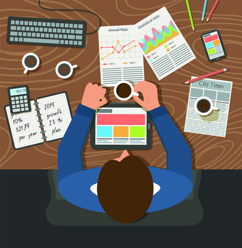 Creative office working design vector set 03