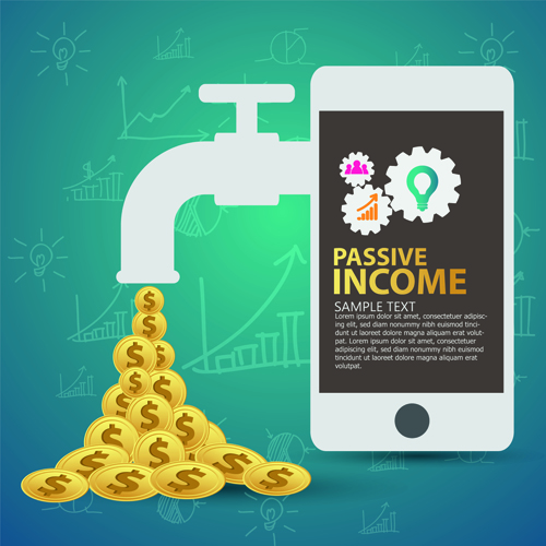 Creative passive income money background vector 05