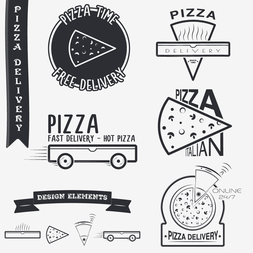 vintage pizza logos labels 