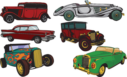 Creative retor cars vector material 01