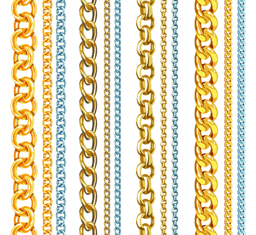Different metal chain borders vector set 02