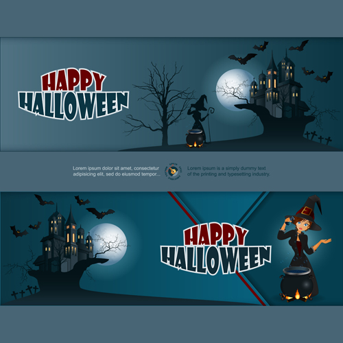 Full Moon with Halloween background vector set 02 Full Moon with Halloween background vector set 02