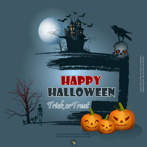 Full Moon with Halloween background vector set 03 Full Moon with Halloween background vector set 03