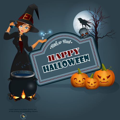 Full Moon with Halloween background vector set 04 Full Moon with Halloween background vector set 04