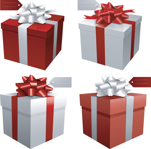 Exquisite Gift boxes design elements vector 01
