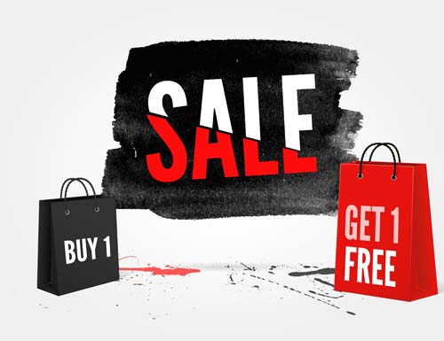 Ink marks with sale elements background vector 02