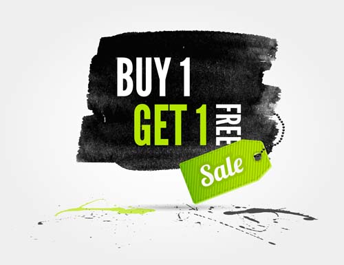 Ink marks with sale elements background vector 07